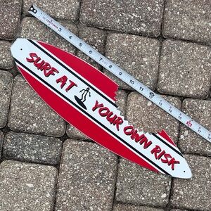 Surfboard Shaped Metal Sign. Like New